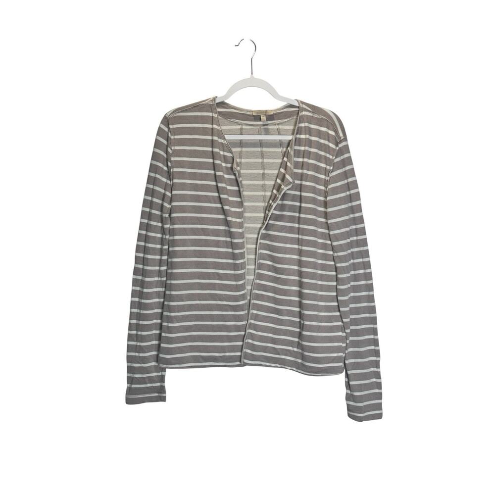 Bordeaux Womens Beige Stripe Reading Room Cardigan Relaxed Casual Chic Size S/P